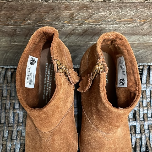 Toms Girls’ Youth Leila Cognac Suede Side Zip Block Heel Boots Size 12.5 - Picture 5 of 12